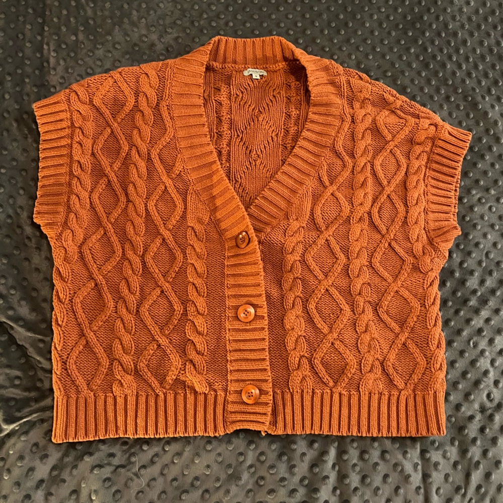 Kids Cable Knit Vest - Rust